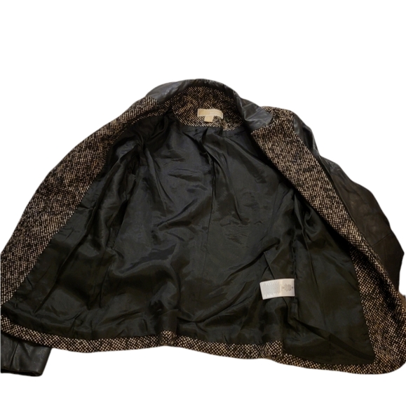 Michael Kors Tweed Wool And Faux Leather Blazer Size 2 - Picture 14 of 16